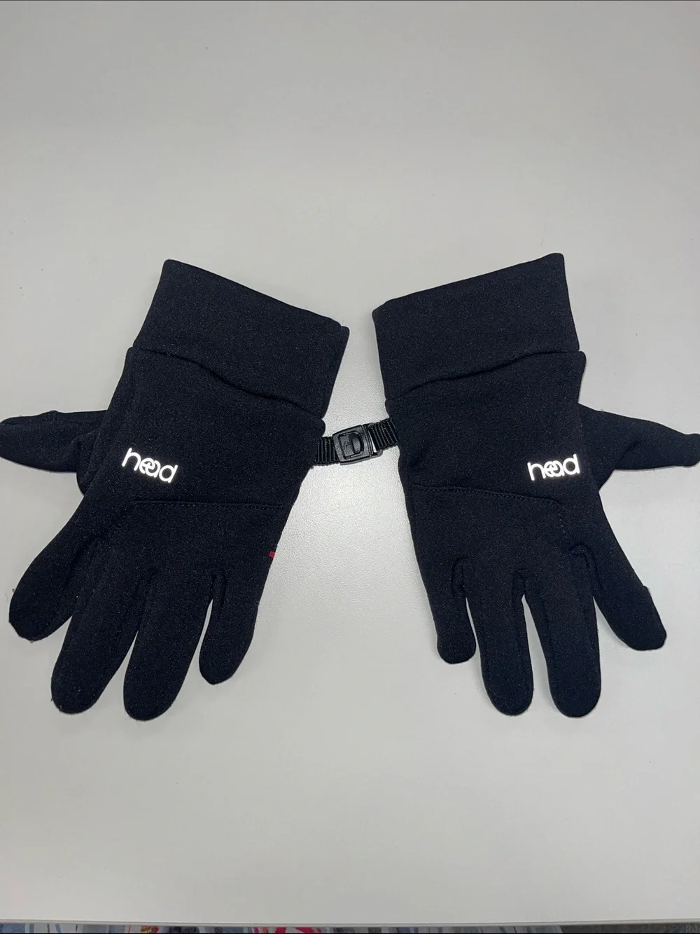 HEAD Black kids Fleece Winter Gloves with Connector Clip